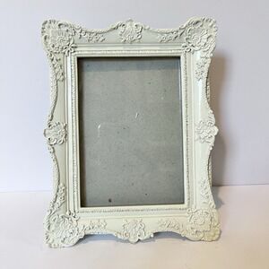 Sicura Italian Designs 5x7 Picture Frame White Lacquer Brocade Scallop Ornate